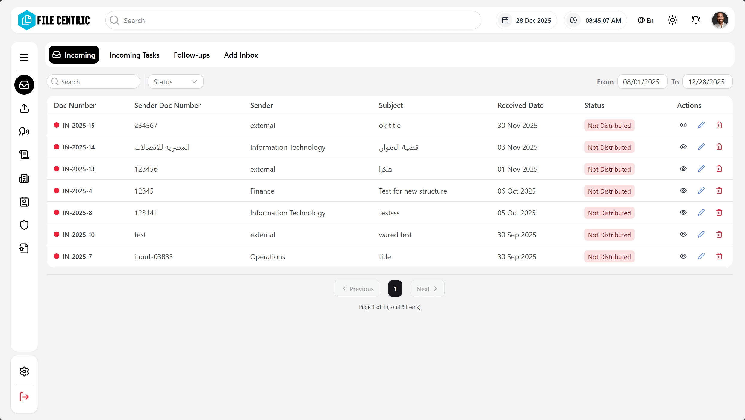 File Centric - Document Management System Interface