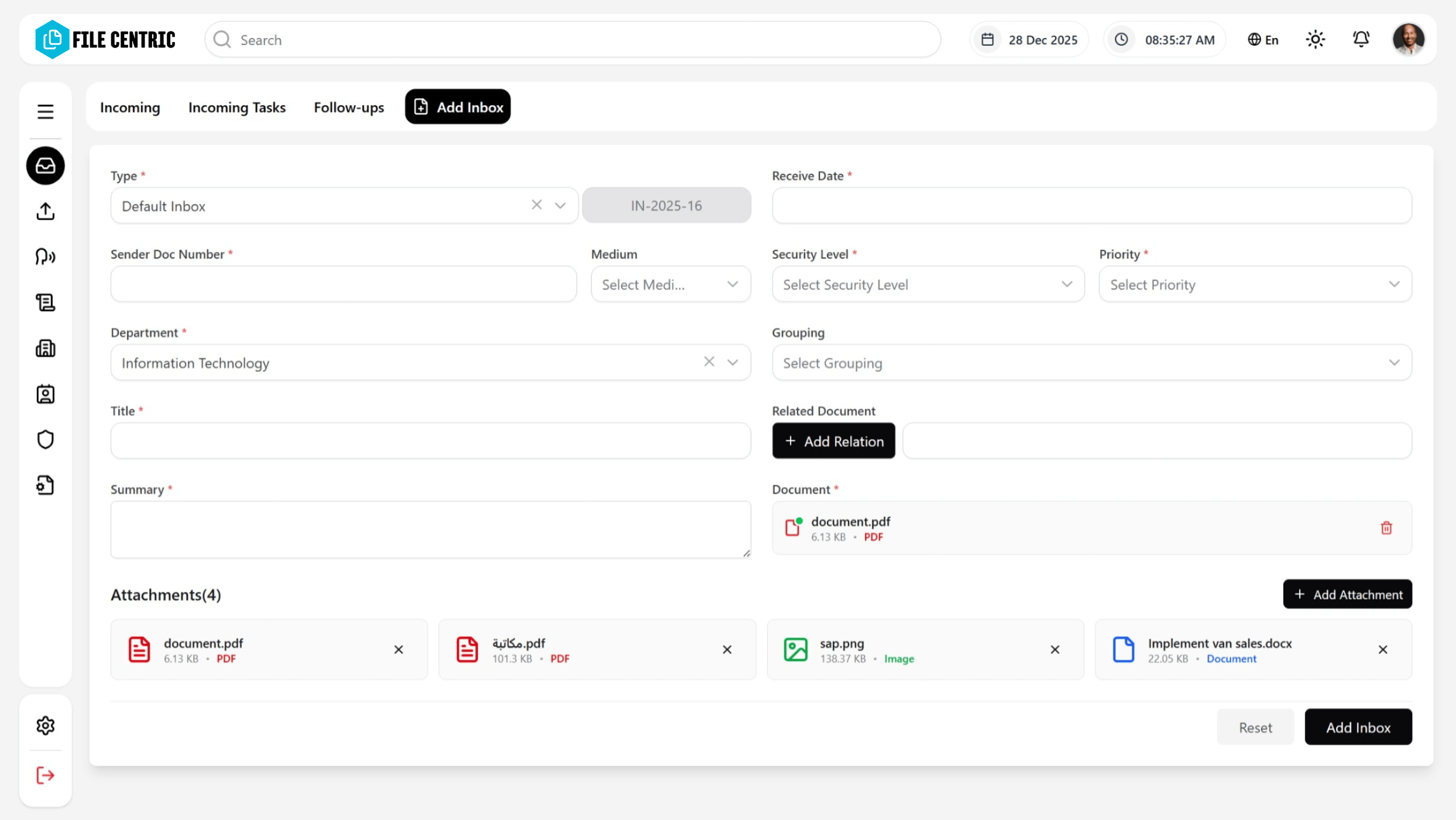 File Centric - Document Management System Interface