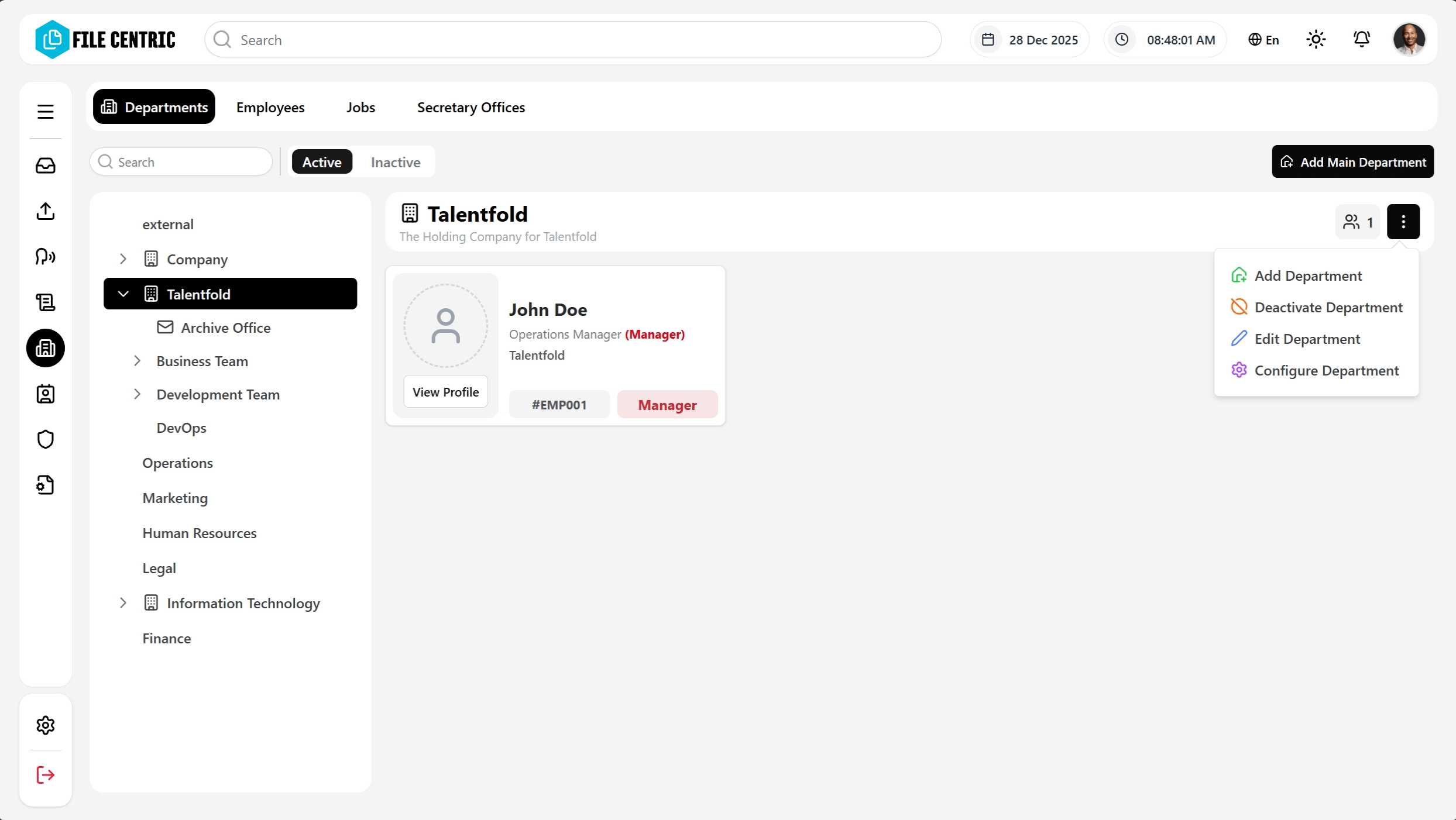 File Centric - Document Management System Interface