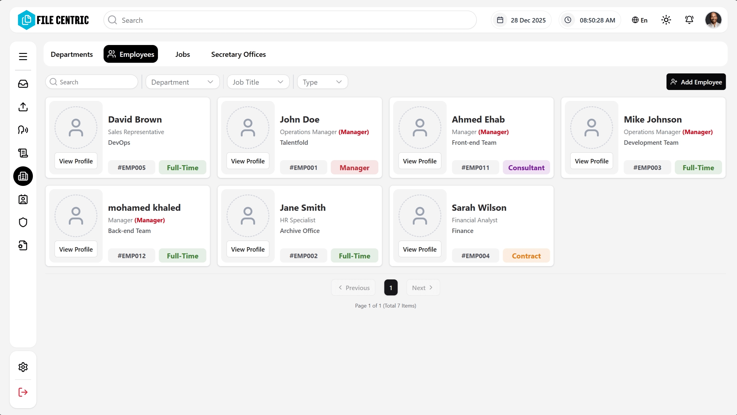 File Centric - Document Management System Interface
